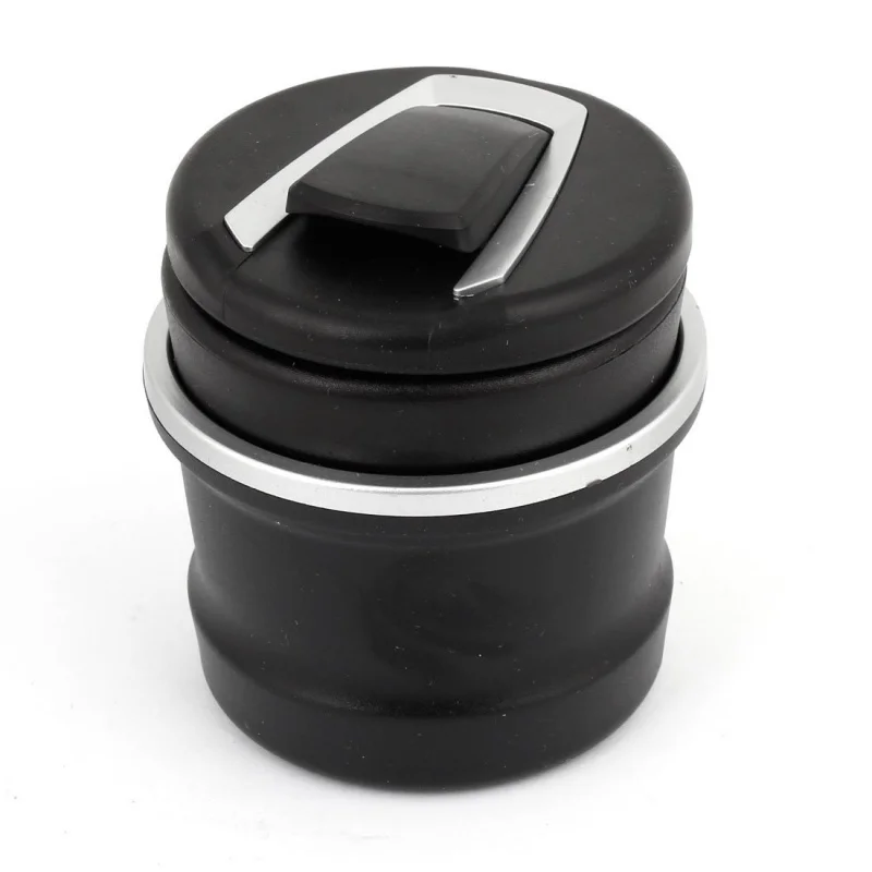 

Black plastic car ashtray with blue LED light