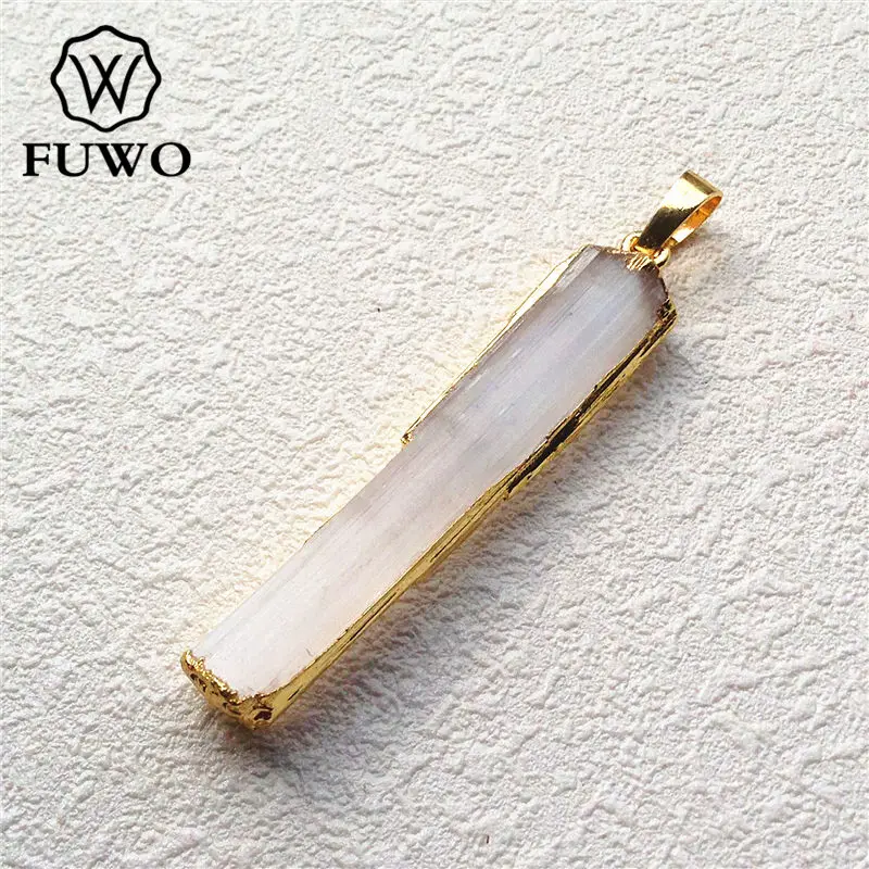 FUWO оптовая продажа подвесок из натурального селенита 24 каратное золото