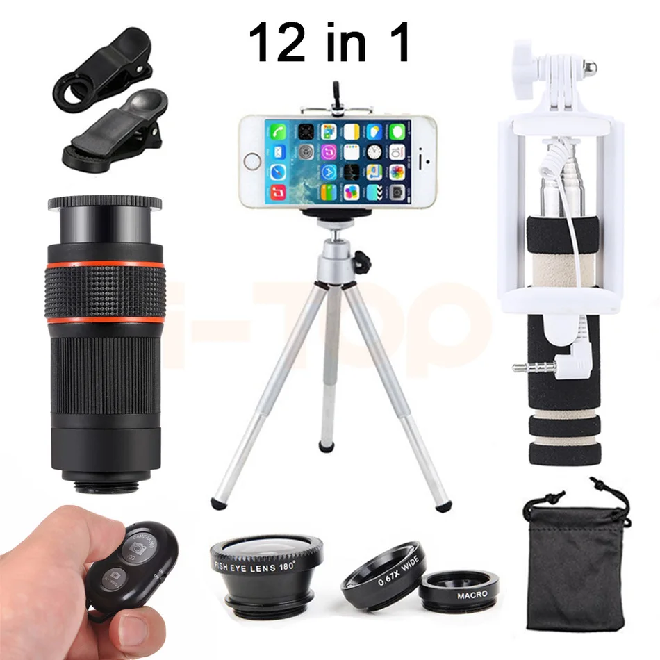 Новый универсальный 8X зум телеобъективов Макро Рыбий Широкий формат Lentes штатив