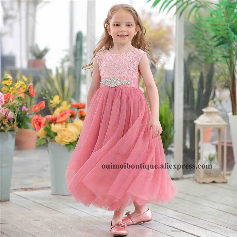 2019 летнее розовое платье без рукавов для маленьких принцесс длинное свадебное