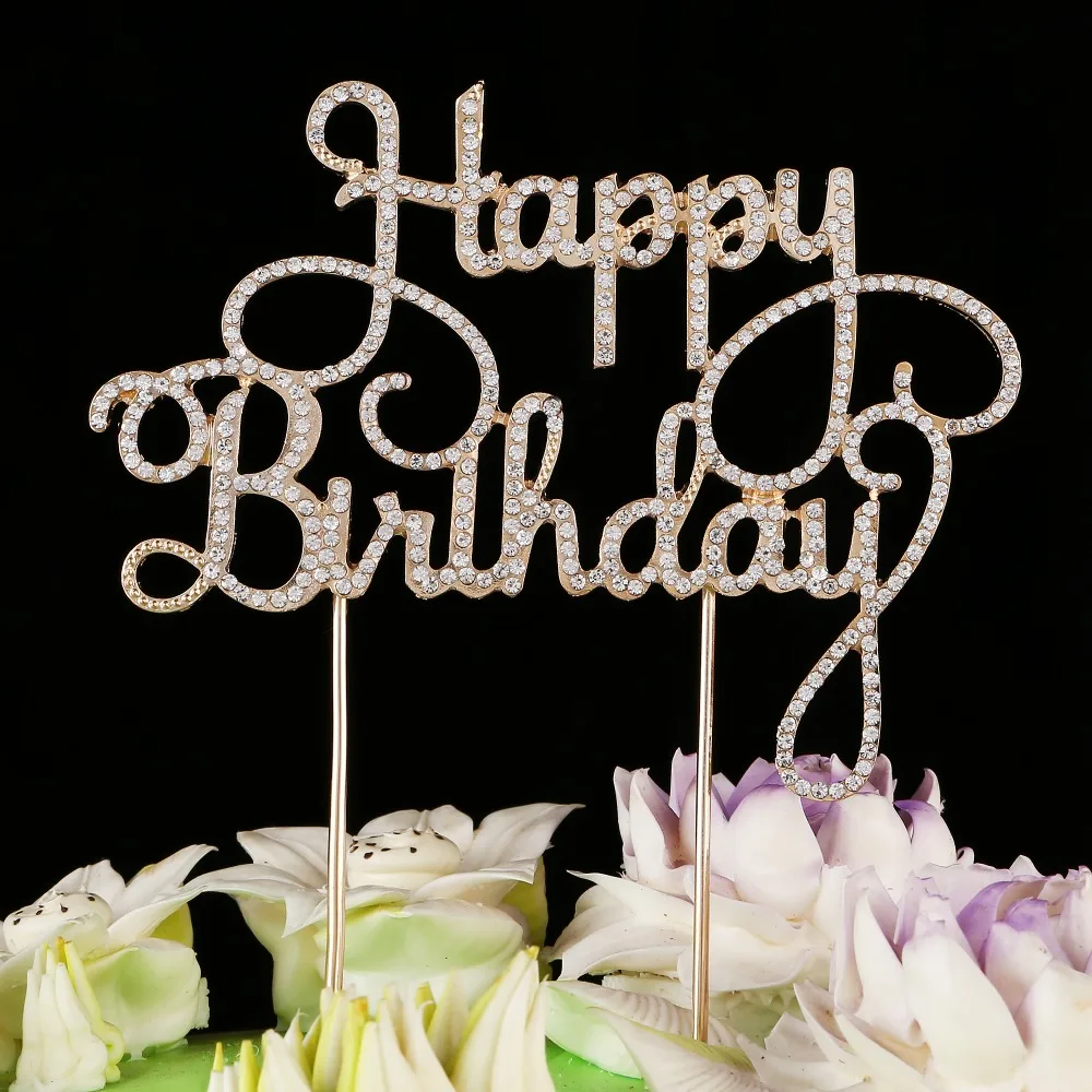 Топперы для торта на день рождения с серебряными буквами инструменты дня идеи