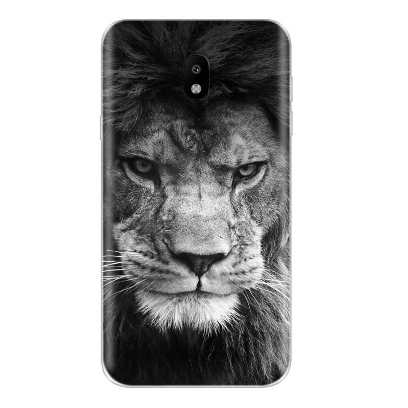 Мягкий ТПУ чехол для Samsung Galaxy J1 J2 prime J3 J4 J5 J6 J7 2016 2017 2018 силиконовый с рисунком лев