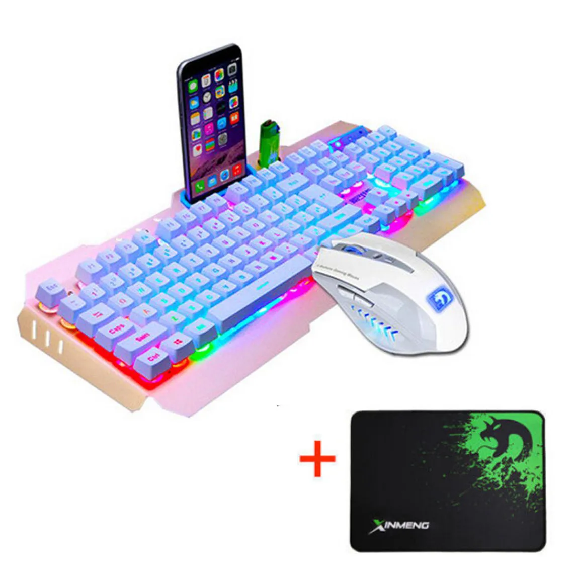 ZELOTES Профессиональный ультра-тонкий модный M938 светодиодный с подсветкой Usb эргономичная игровая клавиатура+ комплекты Геймерской Мыши+ коврик для мыши YE2.25