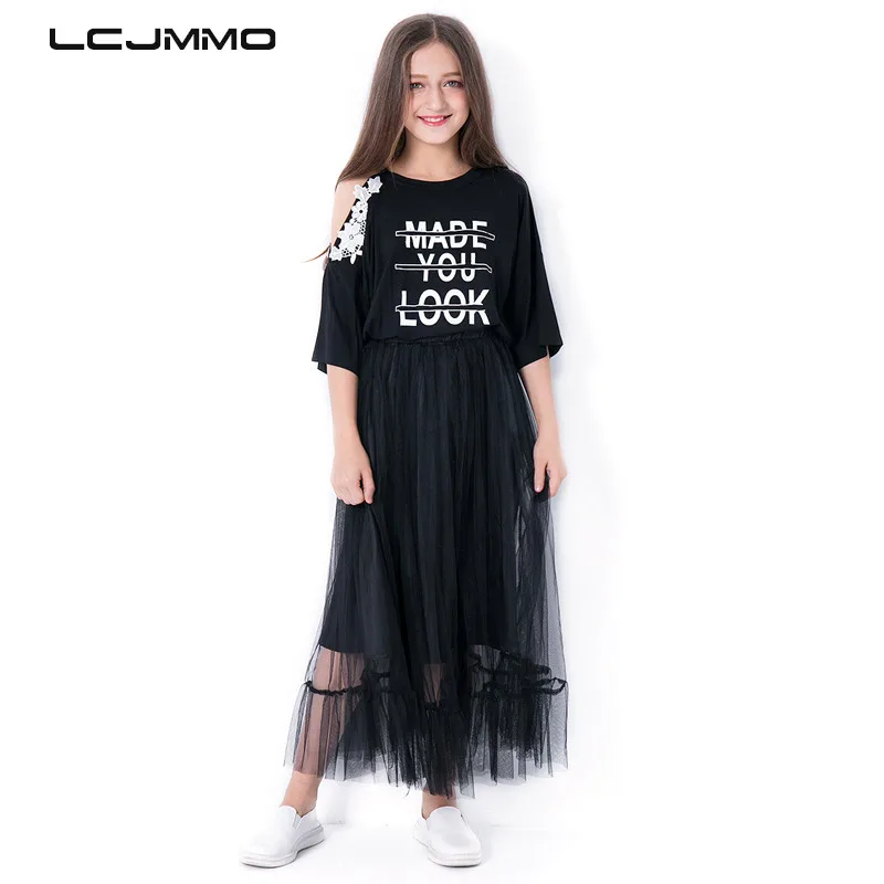 LCJMMO новые осенние комплекты одежды для девочек модные футболки с надписью и