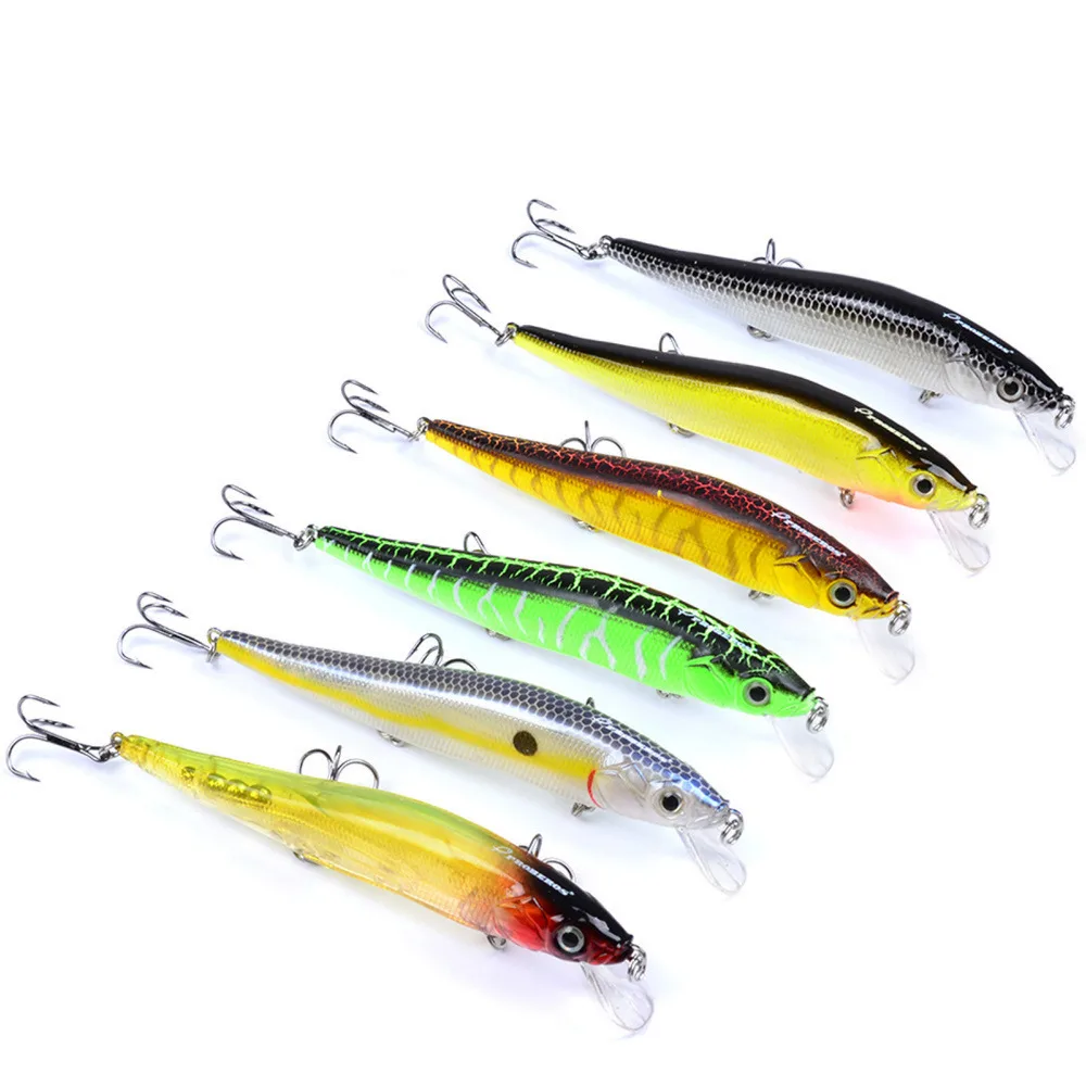 

6PCS Sea Fishing Big Minnow Saltwater Fish Bass lure hook baits 12cm/15g