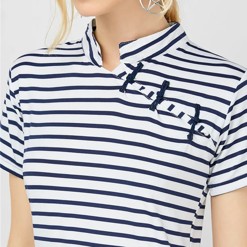 2017 летнее платье в полоску Для женщин темно синий и белый платья с короткими