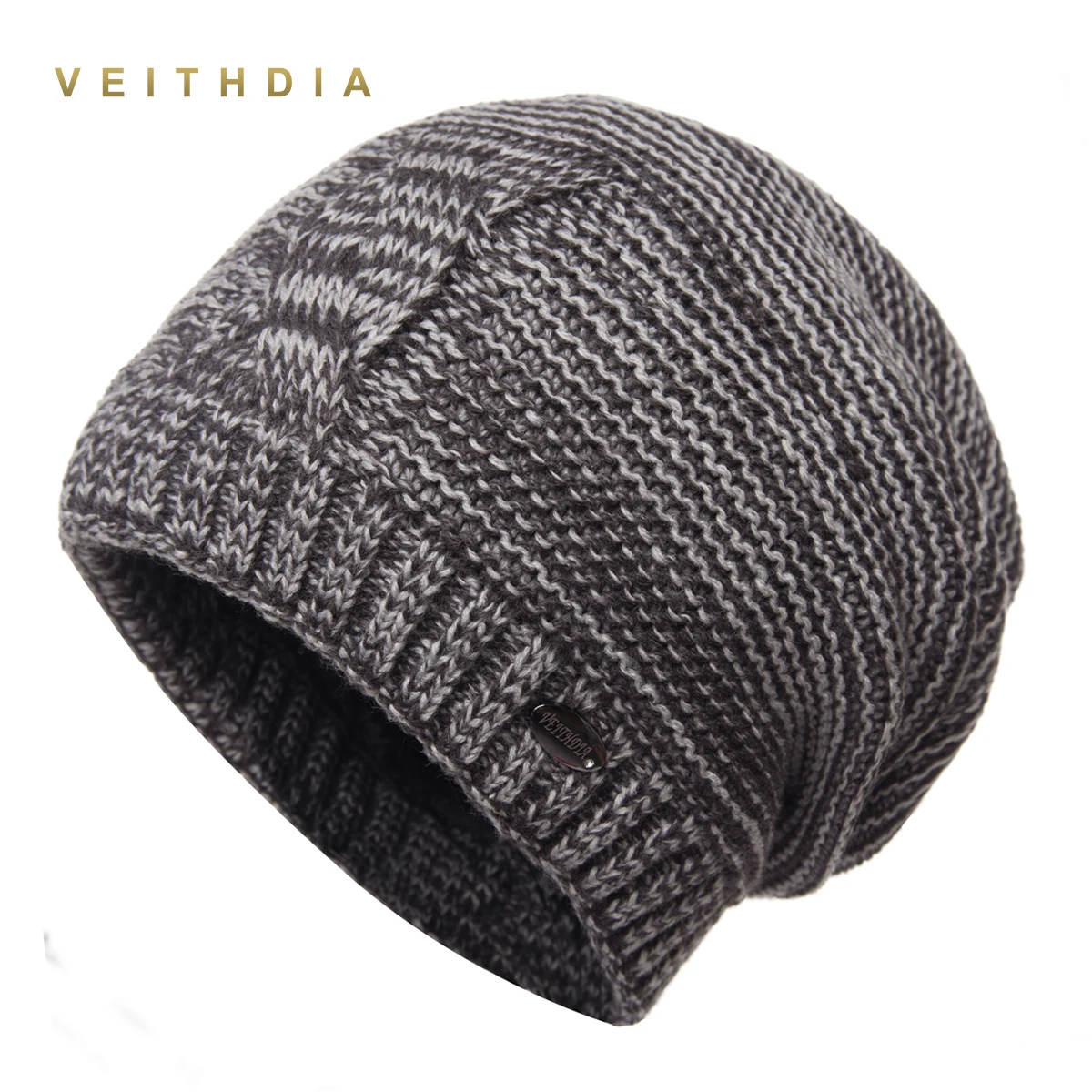 

Шапки VEITHDIA, шапки для мужчин, вязаные облегающие шапки, бархатная цветная шапка в стиле пэчворк, зимняя мужская шапка, шапка, двухслойная пло...
