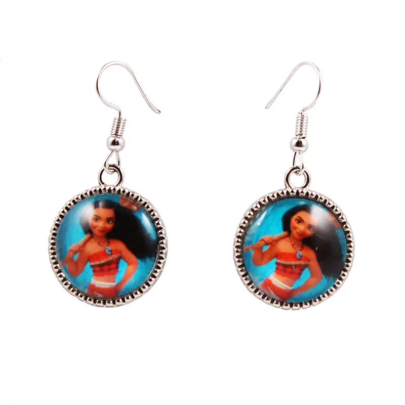 1 пар/лот 2017 Новинка принцесса Моана висячие серьги 18 мм стеклянные кабошоны