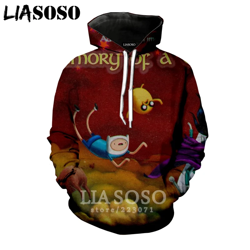 LIASOSO Зима Новая мода для мужчин и женщин Толстовка 3D принт мультфильм аниме время приключений толстовка с длинными рукавами Топ пуловер A191-15 - Цвет: 28