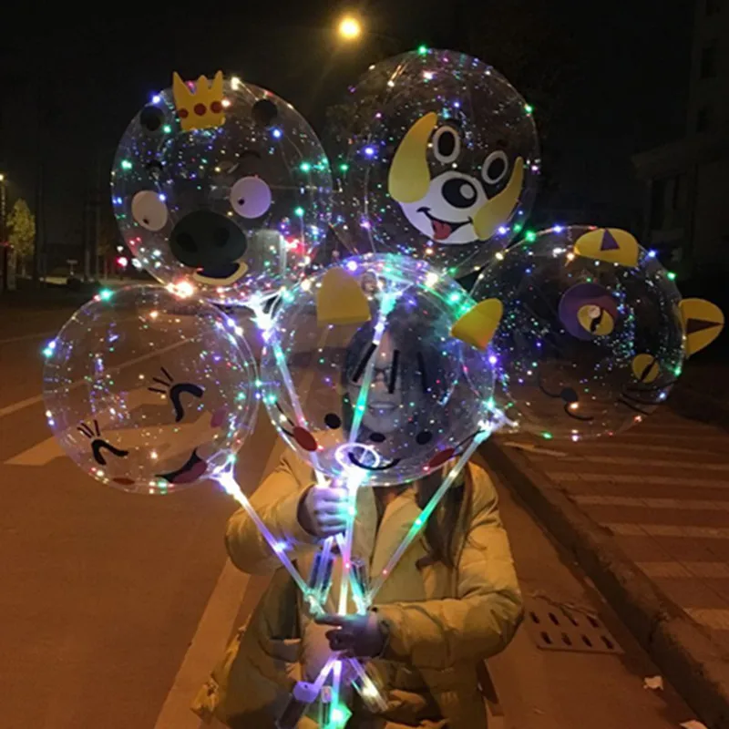 2018 новый стиль LED Bobo воздушный шар ручной мультфильм животные с 3 м Светодиодные
