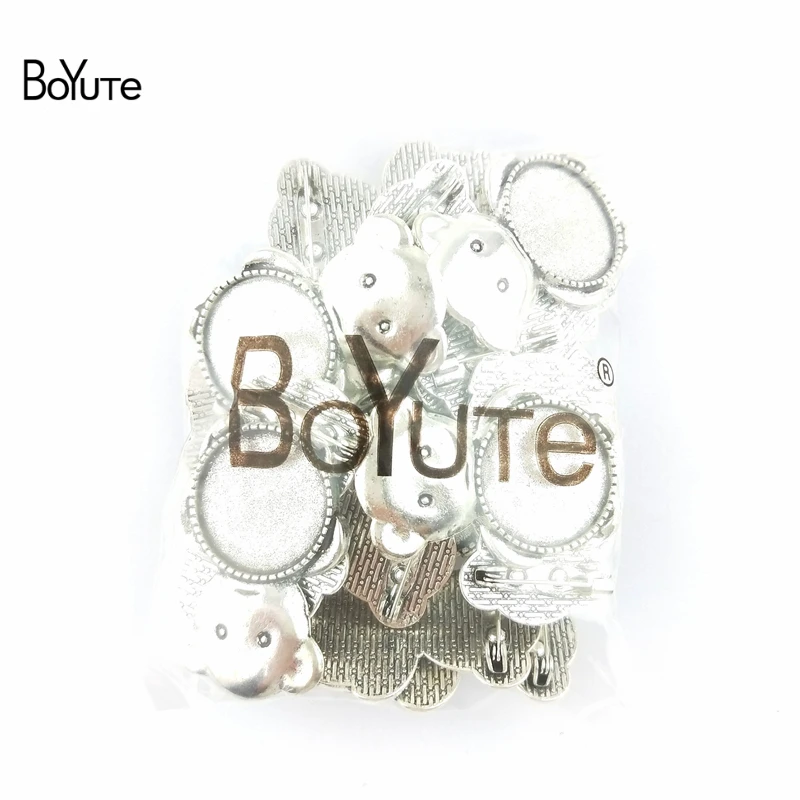 BoYuTe (20 шт./лот) 20 мм цинковый сплав Медвежонок брошь основа Античная Посеребренная