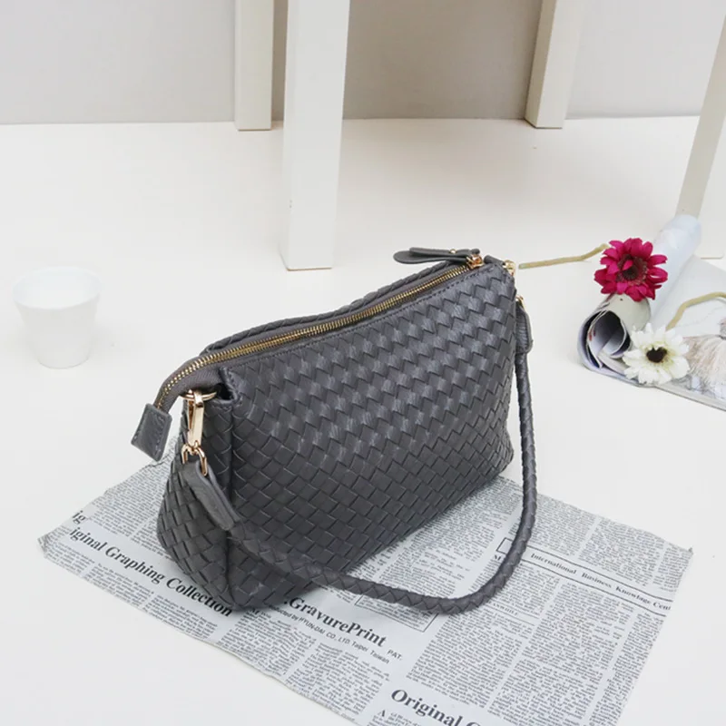 Dark grey Новая летняя модная тканая сумка с вязаной ручкой, Женская Повседневная Сумка-тоут, сумка-мессенджер для девочек - Цвет: Dark grey