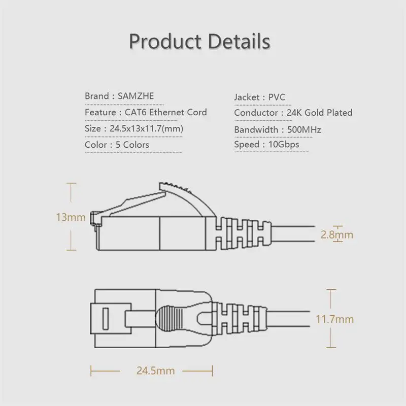 SAMZHE Cat6A ультрадисперсных патч кабель Ethernet тонкий RJ45 компьютера XBox сетевые кабели