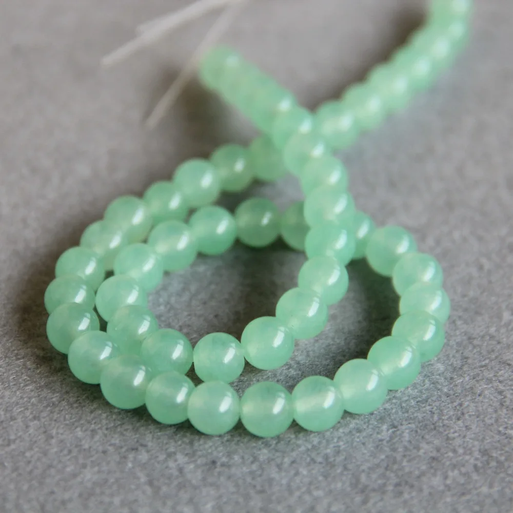 8 мм аксессуары для рукоделия халцедон оптовая продажа светло-зеленые круглые