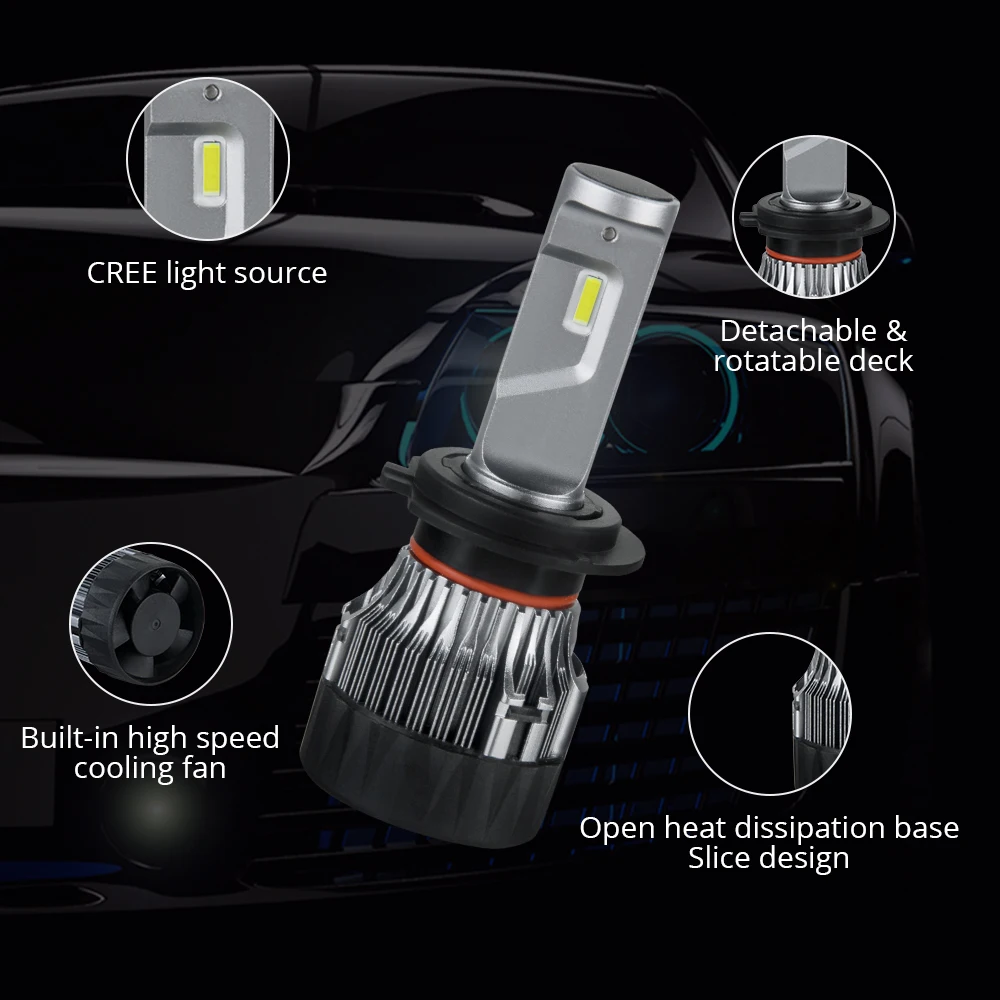 Светодиодный светильник для головы автомобиля 12V 6500K белый 60W 12000Lm автомобилей Kia