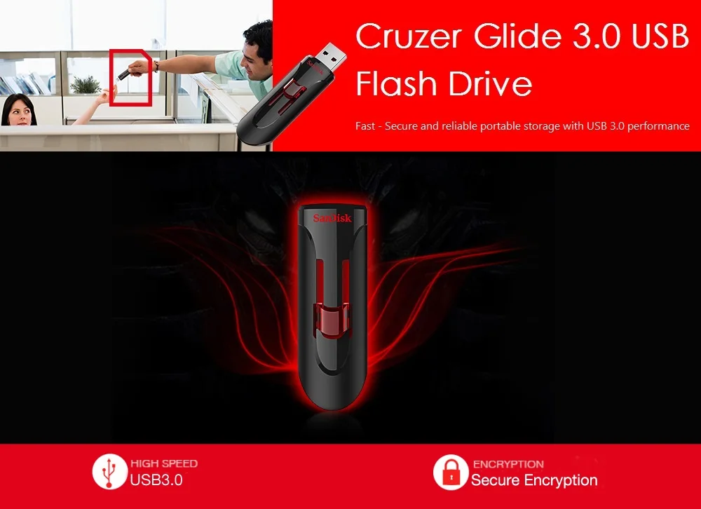 SanDisk Cruzer Glide USB флэш-накопитель 64 Гб 128 ГБ 32 ГБ 256 ГБ миниатюрный USB флеш-накопитель 3,0 до 130 МБ/с./с Флэшка высокоскоростная USB флешка 16G