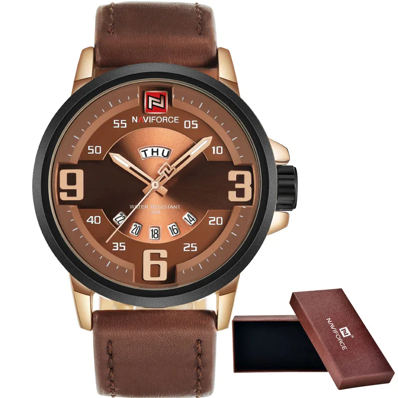 2016 NAVIFORCE Brand Analog Quartz Watch Men Waterproof Fashion Casual Sports Watches Man Leather Wristwatches Relogio Masculino | Наручные