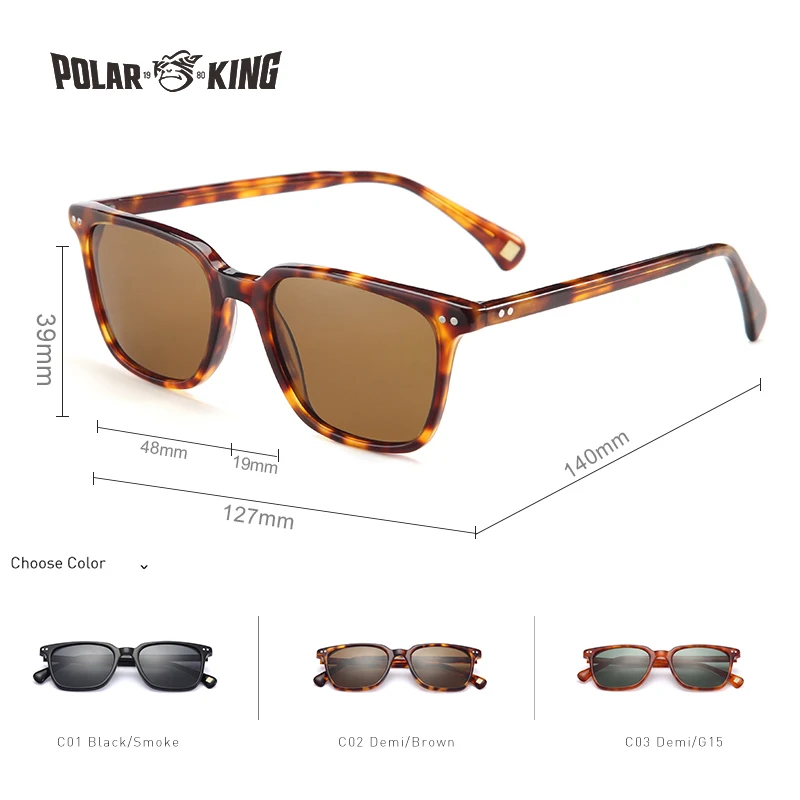 POLARKING Марка Classic Square Поляризованные Солнцезащитные Очки Для Мужчин Путешествия óculos Унисекс Ацетат Солнцезащитные Очки Для Вождения Рыбалка Очки