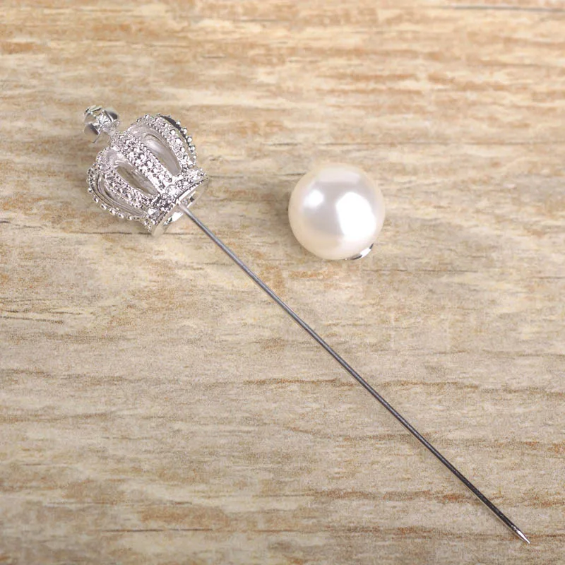 Blucome Chic Симпатичные Значки Для Женщин Корона Брошь Имитация Жемчуга Большой Шарф