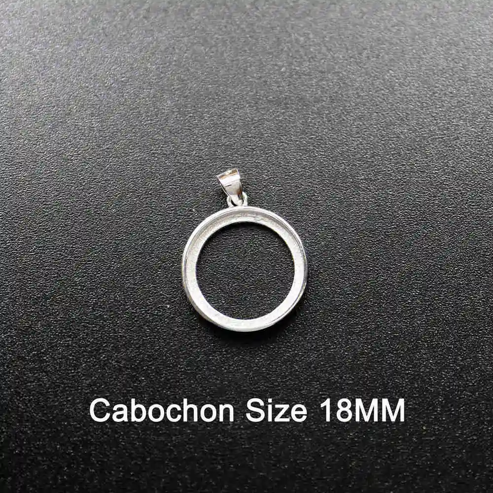 18MM 12-20 мм круглый 925 стерлингового серебра ободок Установка лоток DIY Подвеска Шарм поставки 1411205 - Цвет: 18MM