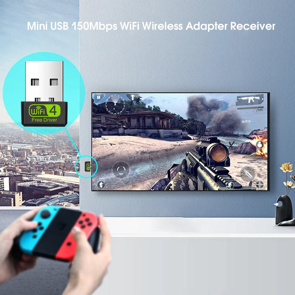 Kebidu Бесплатный драйвер Wifi приемник USB Сетевая карта адаптер 150 Мбит/с 2 дБ WiFi для