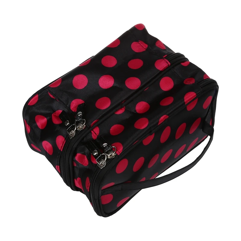 Чехол для макияжа с узором в горошек на 2 молнии|Косметички| |