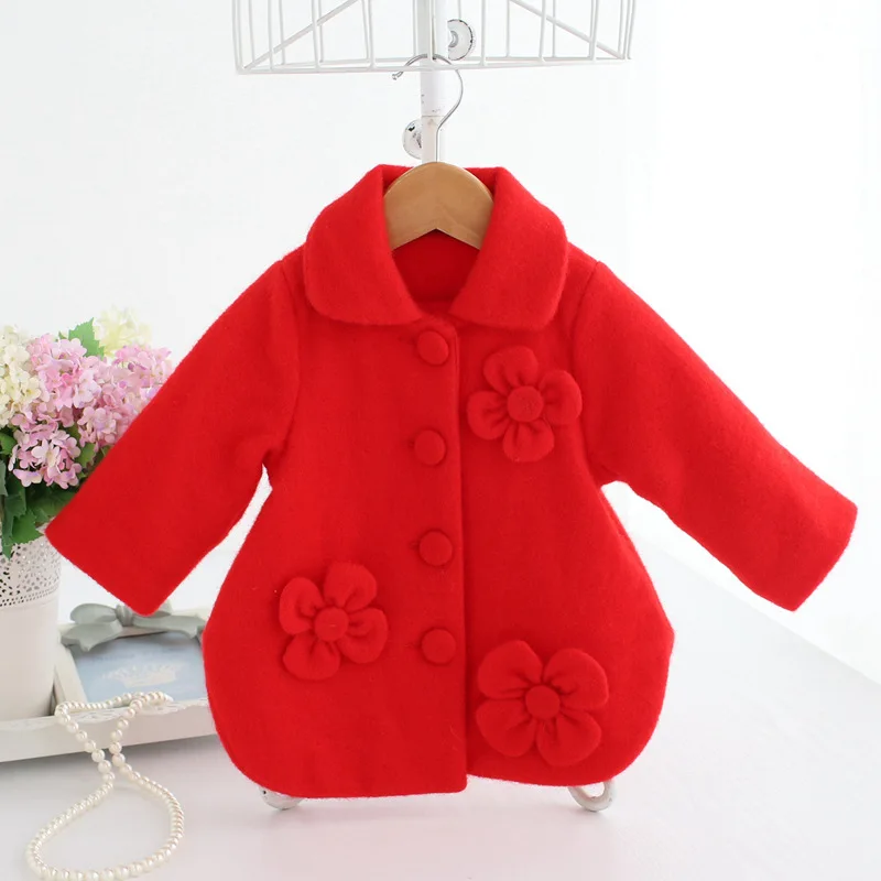 Пальто для маленьких девочек зима 2017 года однобортное детское шерстяное пальто с