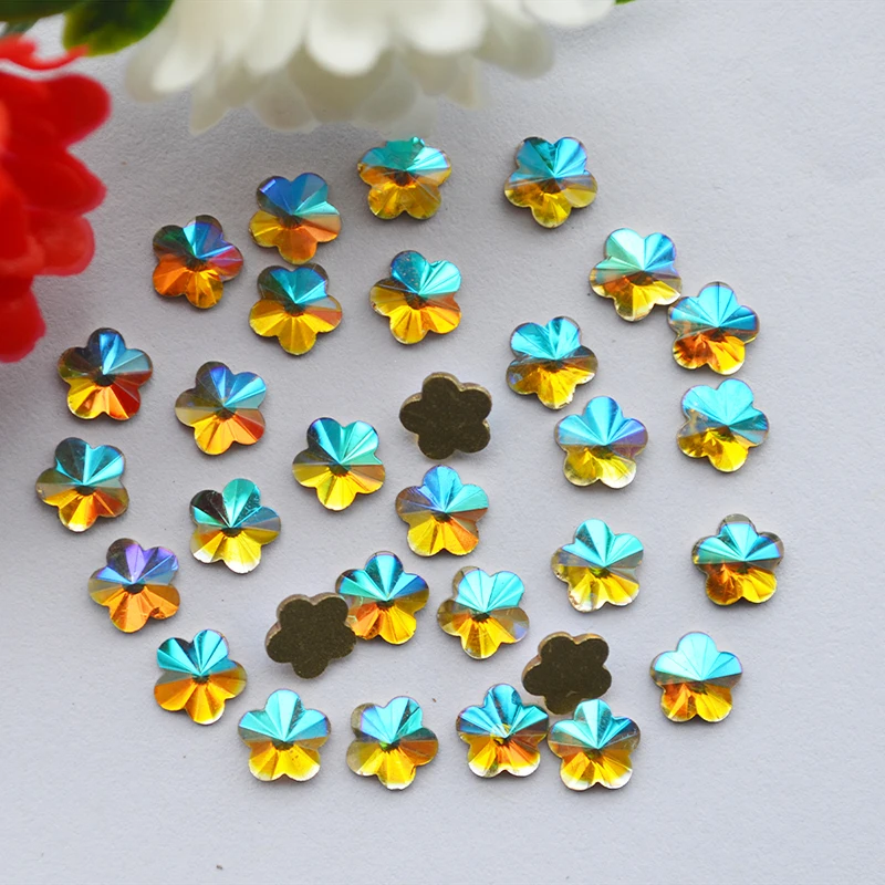 

Flatback Rhinestones Nail Art Stones Crystal AB Strass Non Hotfix Crystals 6mm 10pcs Flower DIY 3D Gems decoration