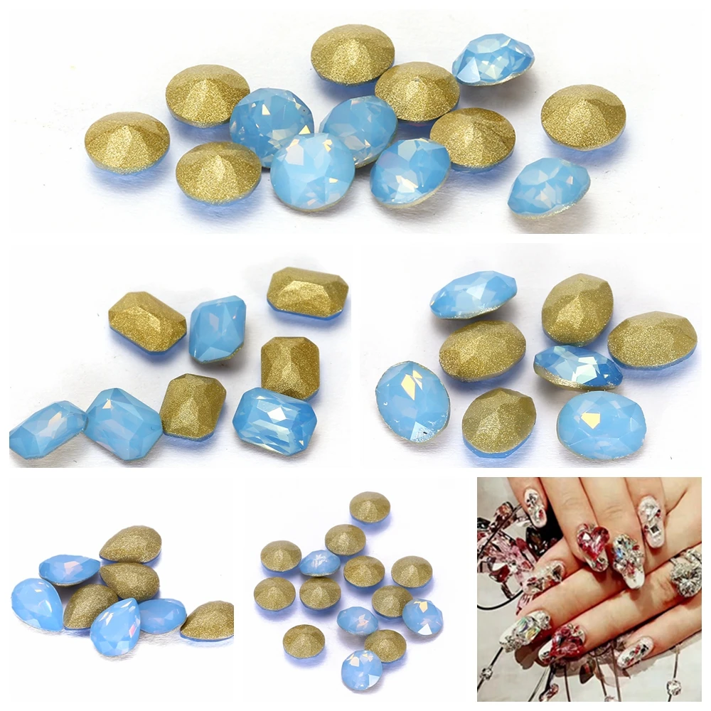Стразы для ногтей 5 шт опалового цвета стеклянные камни дизайна украшения