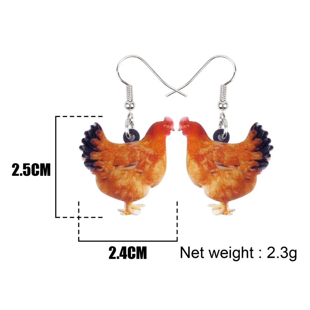 Bonsny акриловые Мультяшные куриные серьги большие длинные висячие уникальные