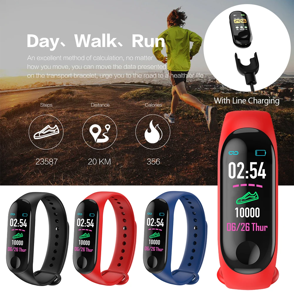 M3plus смарт-Браслет спортивный браслет m3 plus SmartBand Монитор артериального давления фитнес-трекер inteligente band женский шагомер