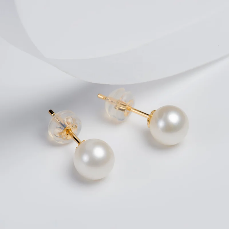 

Dainashi 18k Pearl Earrings Studs Earring Freshwater Pearl Pure 18k Yellow Gold Earrings White Brand Jewelry for Women Gift