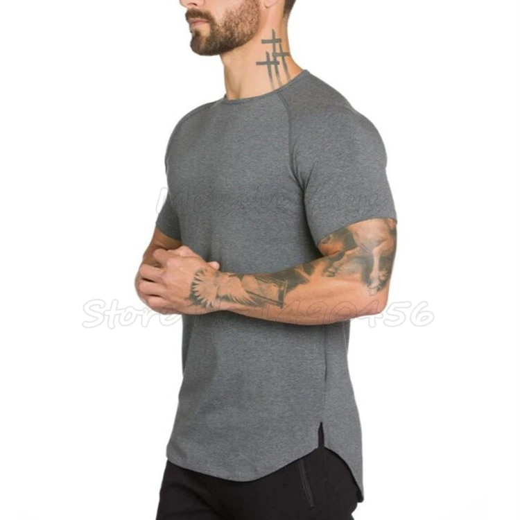 

Brand gym clothing fitness t shirt men fashion extend hip hop summer short sleeve t-shirt cotton bodybuilding muscle guys tshirt