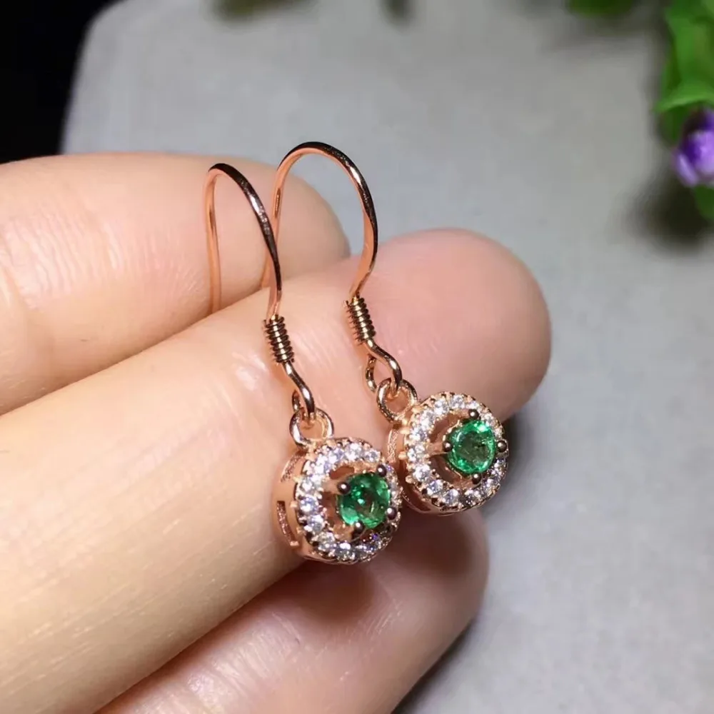 2017 Rushed Qi Xuan_Fashion Jewelry_Colombia Green Stone Round Earrings_Rose Gold Color Earrings_Factory прямые продажи|green