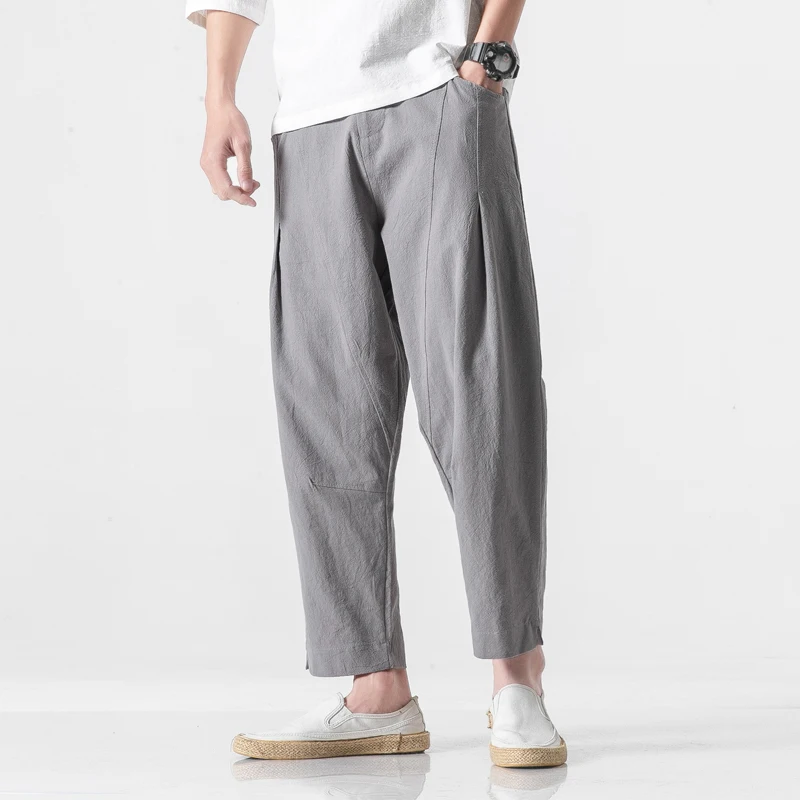 Мужские брюки свободного кроя хлопковые повседневные китайские