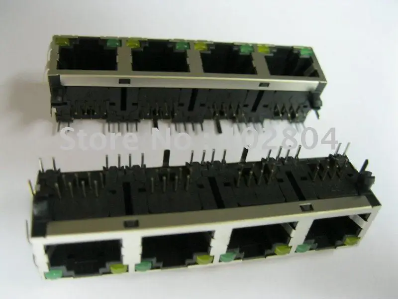 Модульный сетевой разъем RJ45 4 порта Разъем LAN 56 8P экранированный светодиодной