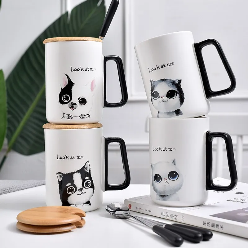Новинка 2019 милые кружки из керамики с рисунком кота и собаки кофейные чашки для