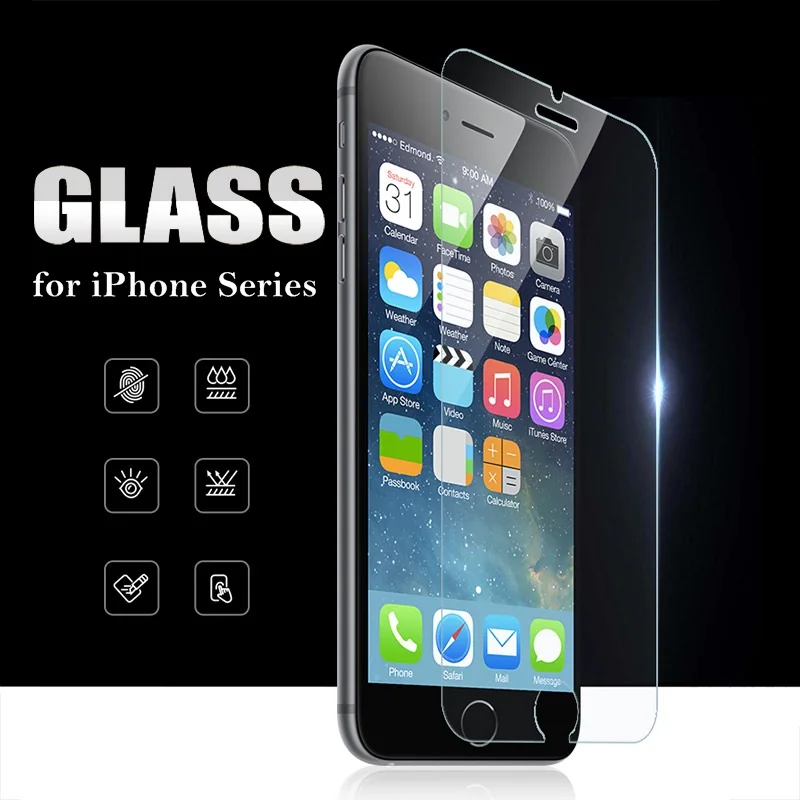 for iphone 6s tempered glass screen protector for iphone 6 7 8 plus on iphone 5s 5 se x xr xs max protective film cover case free global shipping