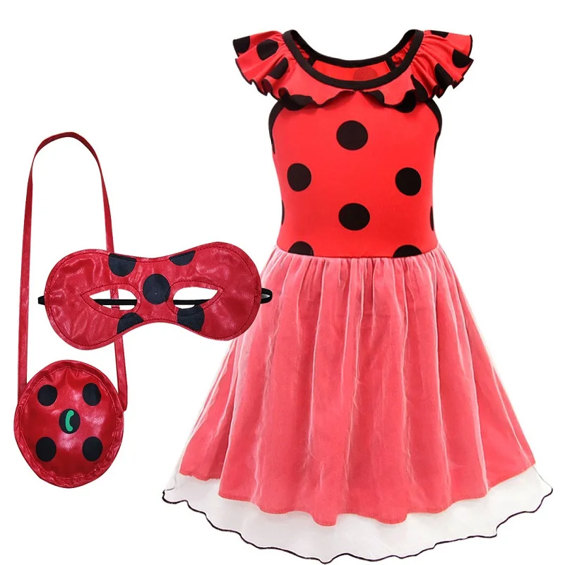 8723 Dress 3Pcs Платья в горошек с принтом «Леди Жук»; костюмы для малышей; вечерние платья принцессы на Хэллоуин для девочек; детские летние платья; roupas infantis menina vestidos - Цвет: 8723 Dress 3Pcs