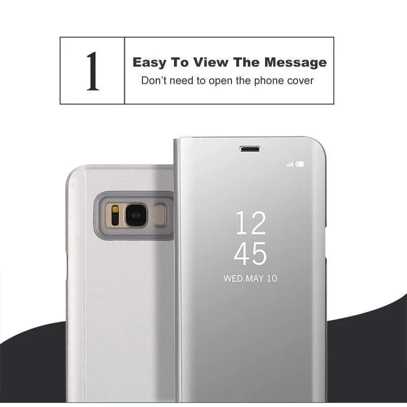 Для samsung Galaxy S6 Edge S7 Edge S8 Plus S9 Plus Note 4 5 Note8 Note9 Роскошный прозрачный зеркальный кожаный флип-чехол с подставкой