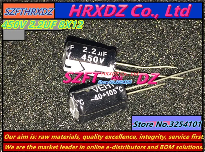 SZFTHRXDZ 80 шт 450V 2 мкФ 8X12 электролитический конденсатор 8*12|capacitor 2.2uf|capacitor electrolyticcapacitor