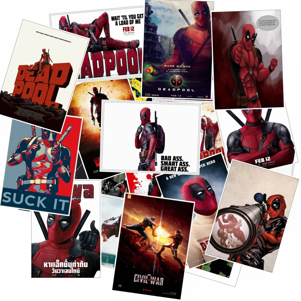 25 шт., водостойкие ПВХ наклейки Deadpool для ноутбука, скейтборда, багажа, стайлинга автомобилей, велосипеда, каракули, наклейки, граффити, наклейка, Декор