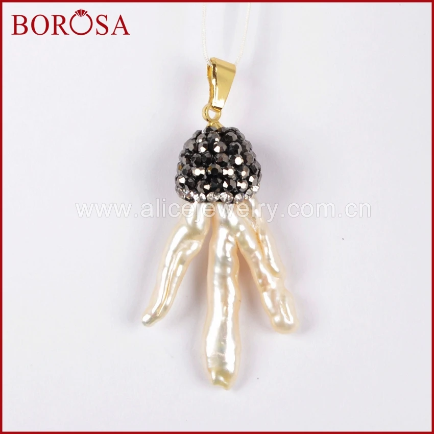 BOROSA натуральный жемчуг кулон для Для женщин ветки дерева пресноводный из бисера