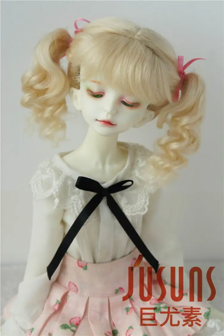 7-8inch Blond M9 JD428 1/8 1/6 1/4 милые два пони мохер куклы парики Размер 5-6 дюймов 6-7 дюймов 7-8 дюймов, парик для куклы Модные аксессуары для кукол - Цвет: 7-8inch Blond M9