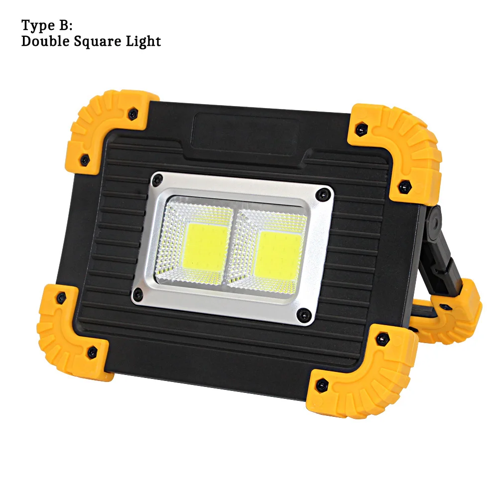Double Square Light Светодиодный светильник для работы, портативный Точечный светильник, 100 Вт, светодиодный светильник, перезаряжаемый водонепроницаемый светильник для работы на открытом воздухе, для кемпинга, 18650 - Испускаемый цвет: Double Square Light