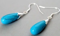 bridal jewelry free shipping hot sellfashion ladys new pair blue natural stone sterling silver earrings