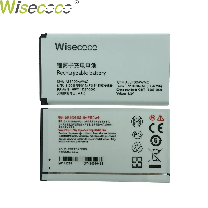 WISECOCO в наличии новый оригинальный AB3100AWMC AB3100AWMT Батарея для мобильного телефона