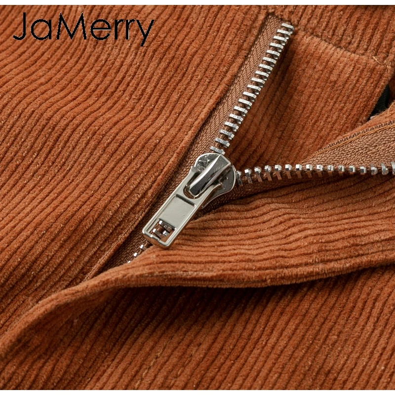 JaMerry Vintage corduroy high waist shorts bottoms women Casual streetwear shorts female Loose summer button short shorts