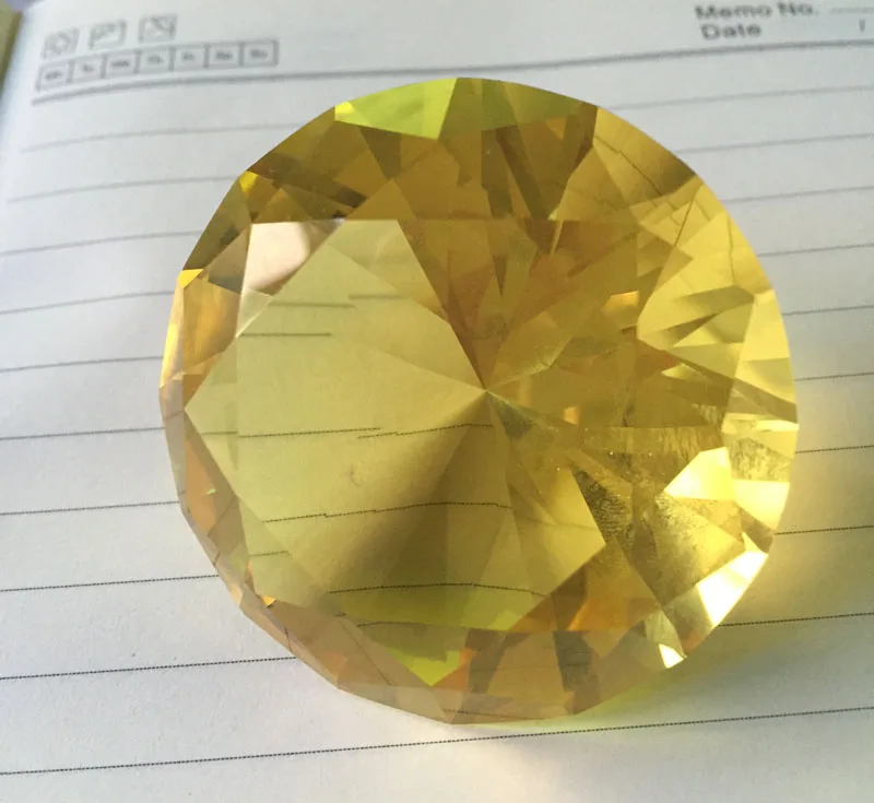 Pisapapeles de cristal amarillo de 40mm, Logo personalizado, regalos de boda, decoraci&oacute;n, env&iacute;o r&aacute;pido, 100 unids/lote-0