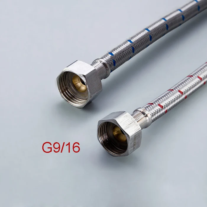 G1/2 G3/8 G9/16 50 см 1 пара гибких водопроводных труб из нержавеющей стали, смеситель для холодной и горячей воды, водопроводные шланги, запчасти для ванной комнаты - Цвет: G9-16